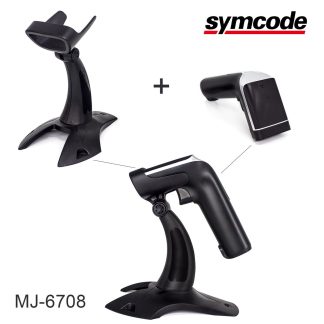 BarCode Scanner Symcode/Alacrity MJ-6708(2D) Handheld 2D USB Laser Black with Stand